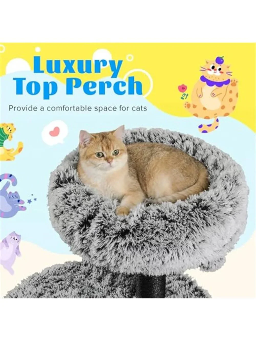 61.5in Cat Tree Tower Multi-Level Activity Center with Cozy Perch